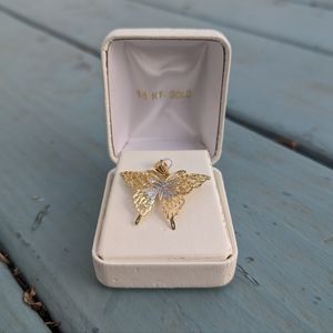 14K Gold butterfly necklace charm